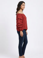 Max Top Casual Red Polyester