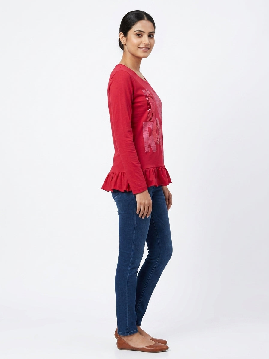 Dj&C Tunic Casual Red Cotton