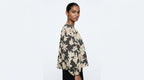 Women's Cream & Charcoal Floral Print Relaxed Top
