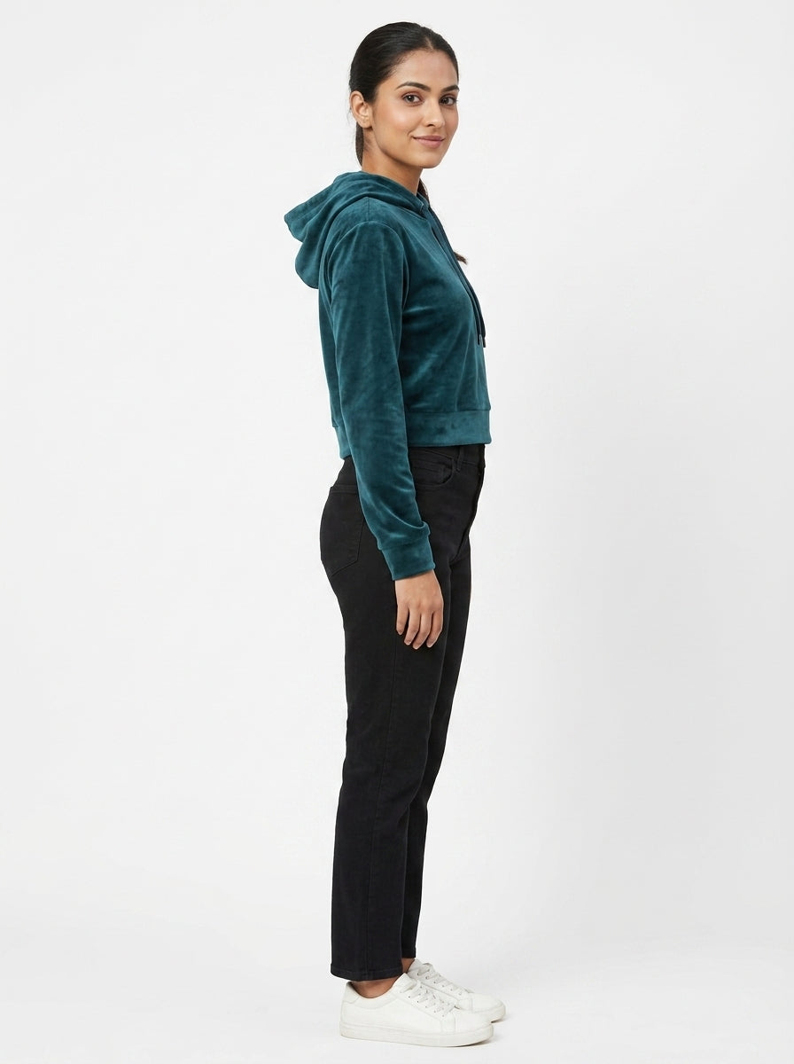 Hoodie Casual Teal Polyester
