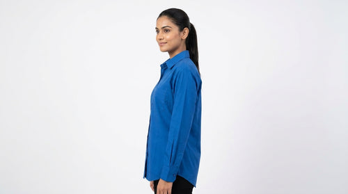Blue Regular Fit Casual Long Sleeve Shirt