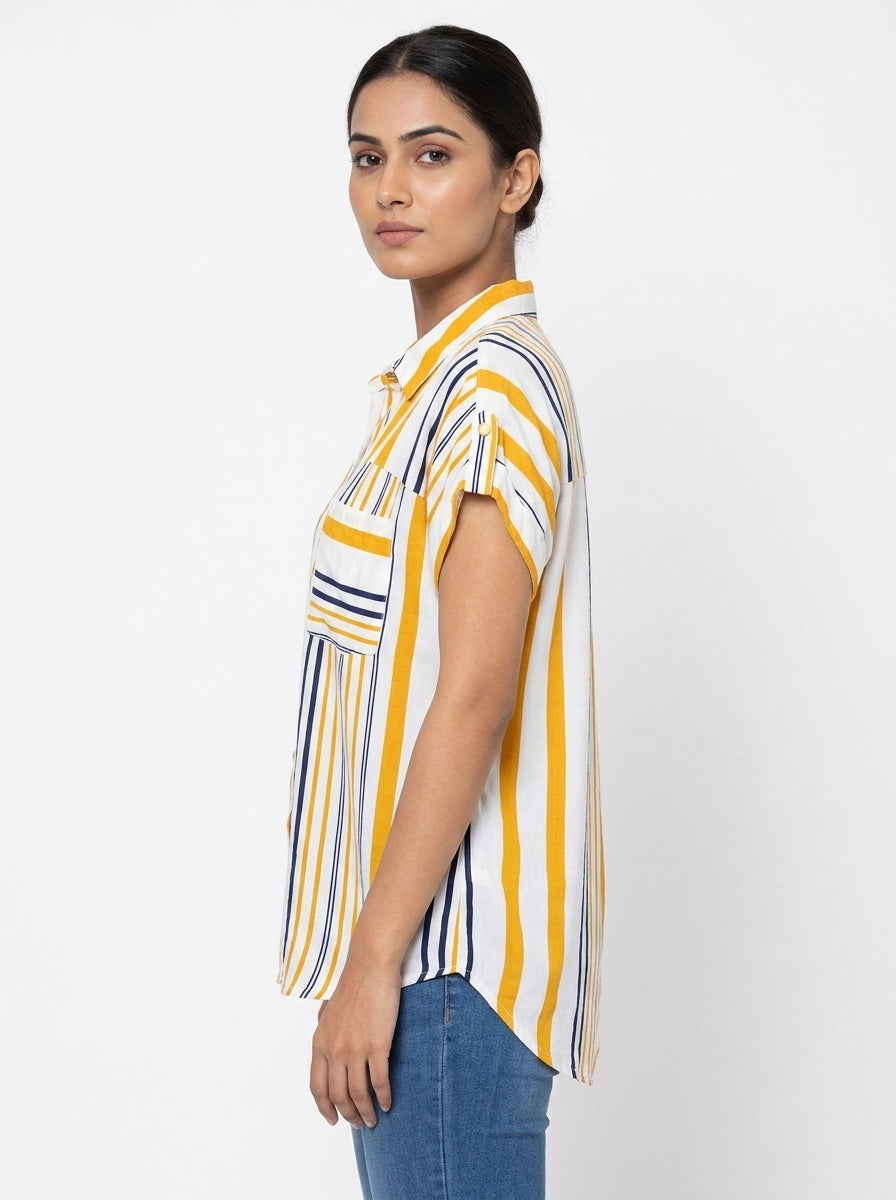 Sassy Soda XXL White and Yellow Striped Top