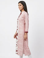 Vanita Kurti Floral Pink Cotton Blend