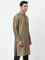 Kurta Self Design Olive Blended