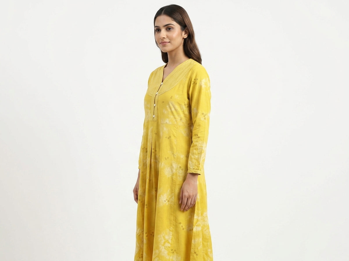 IMARA Kurti Casual Yellow Cotton