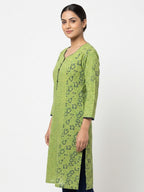 Green Printed Cotton Kurti
