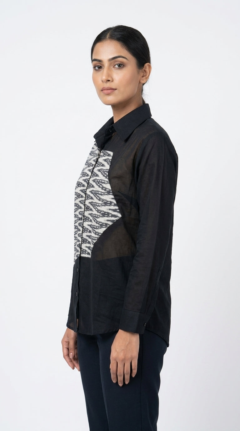 Women's Multi-Color Abstract Print Colorblock Casual Shirt