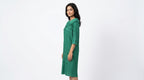 Green Pleated Relaxed Fit Dress