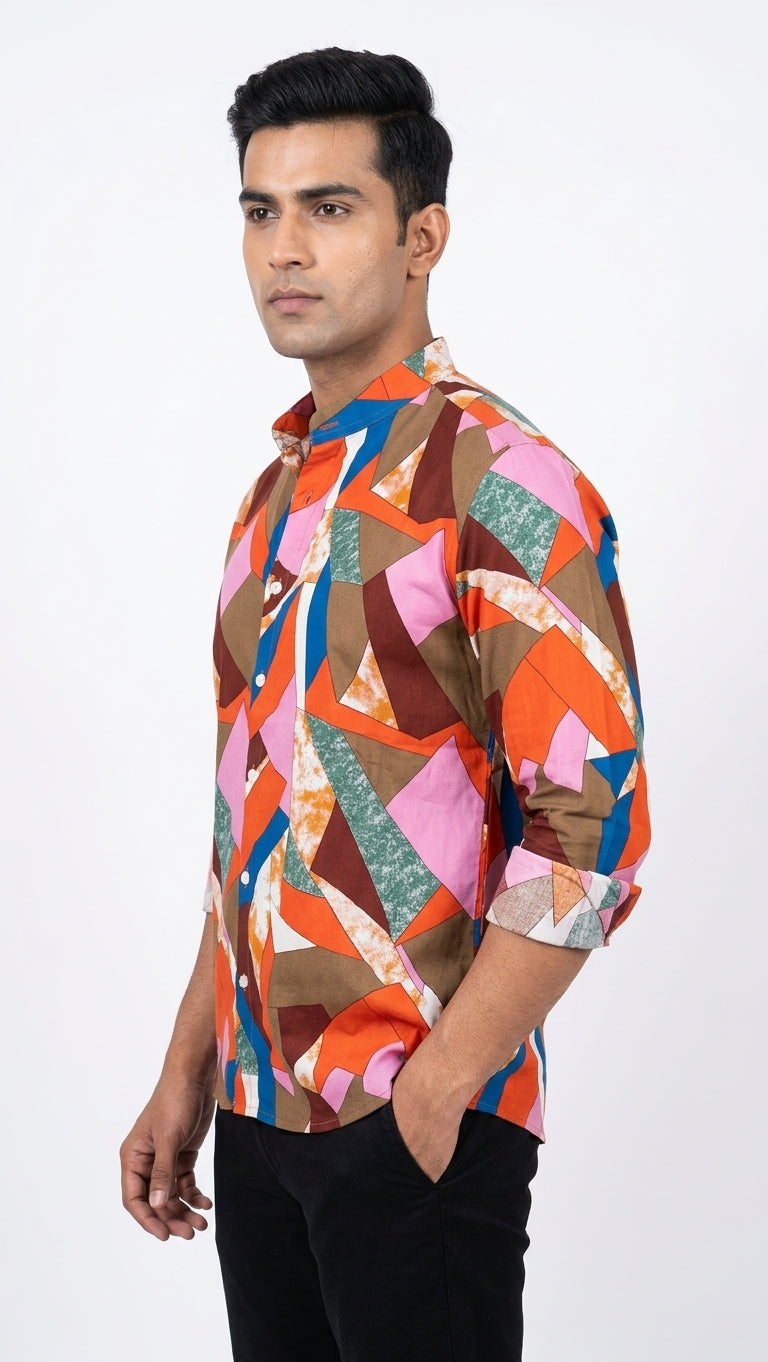 Abstract Printed Cotton Rayon Unisex Shirt