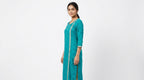 Teal Printed Straight Kurti