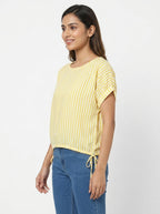 Yellow & White Striped Relaxed Fit Top