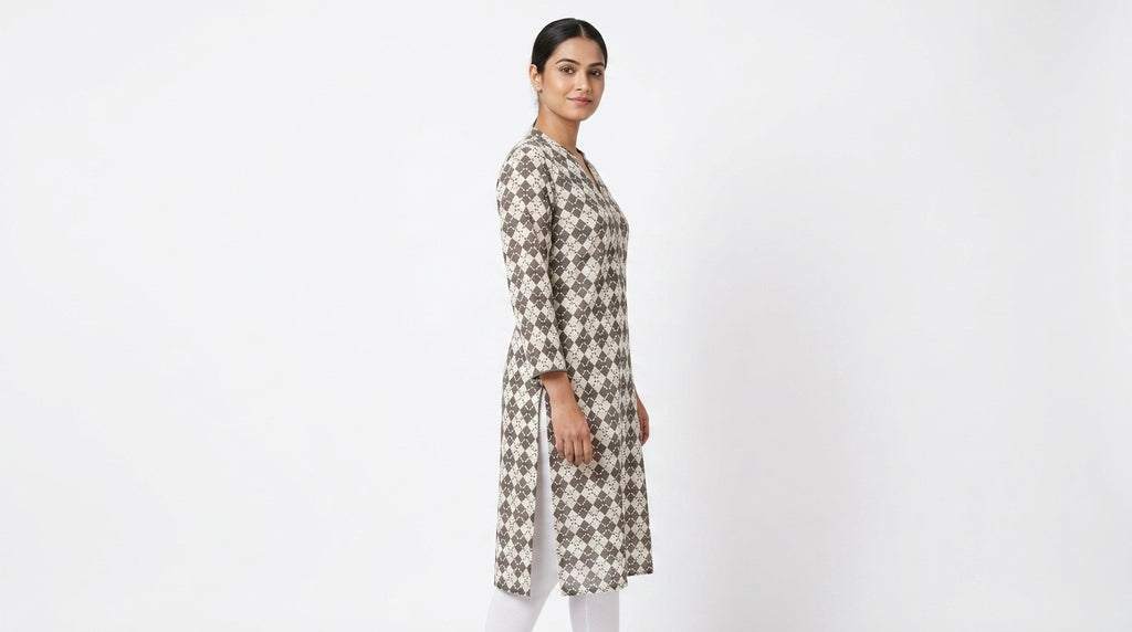 Women's Multi-colored Geometric Printed Straight Kurti
