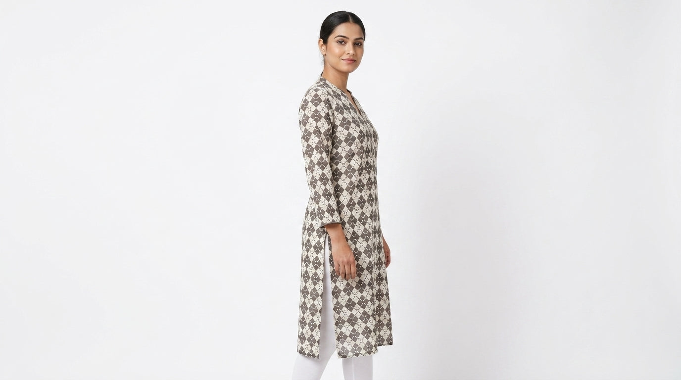 Women's Multi-colored Geometric Printed Straight Kurti