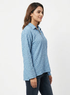 Light Blue Textured Relaxed Fit Top