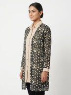 Multi-Color Abstract Print Open Front Tunic Top