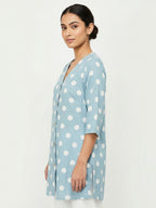 Sky Blue Polka Dot Relaxed Fit Kurti