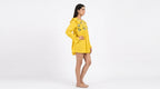 Yellow Floral Embroidered Round Neck Tunic Top