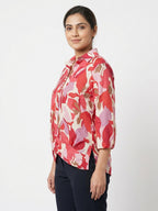 Women's Multi-Color Abstract Printed Relaxed Fit Top