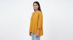 Mustard Solid Relaxed Fit Button-Front Top