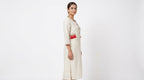 Off White Solid Viscose Kurti with Tassels