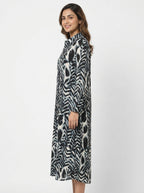 Women's Multi Abstract Print Button-Down Long Dress