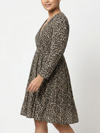 Women's Multi Animal Print Flared Dress