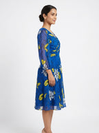 Women's Blue Floral Printed Casual Dress
