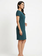 Teal Self-Design Regular Fit Dress