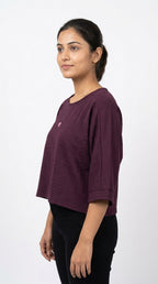 Women's Wine Textured Relaxed Fit Top