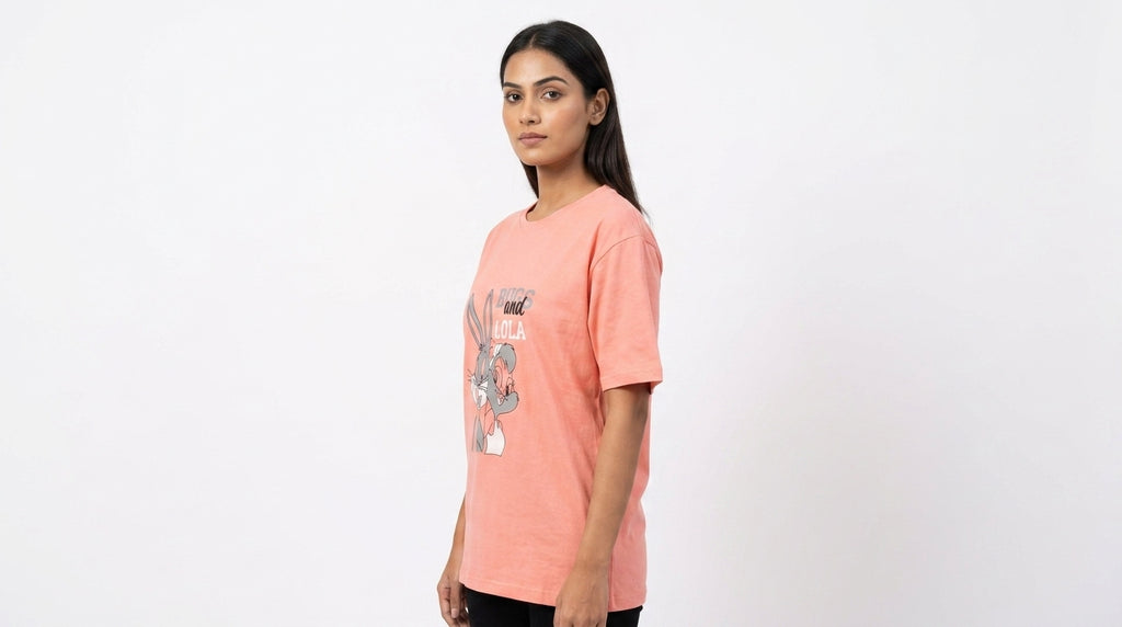 Peach Bugs and Lola Graphic Print Cotton T-Shirt