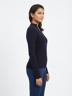 Dark Purple Ribbed V-Neck Sweater