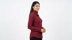 Women's Wine Solid Regular Fit Long Sleeve Top