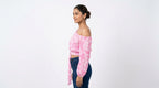 Pink Floral Printed Off-Shoulder Relaxed Fit Top