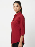 Women's Red Solid Regular Fit Casual Shirt
