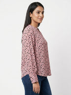Pink Star Print Relaxed Fit Top