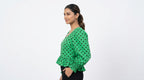 Green Polka Dot Puff Sleeve Top