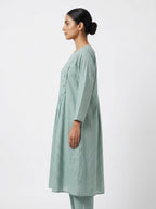 Sea Green Printed Embellished Relaxed Fit Kurti