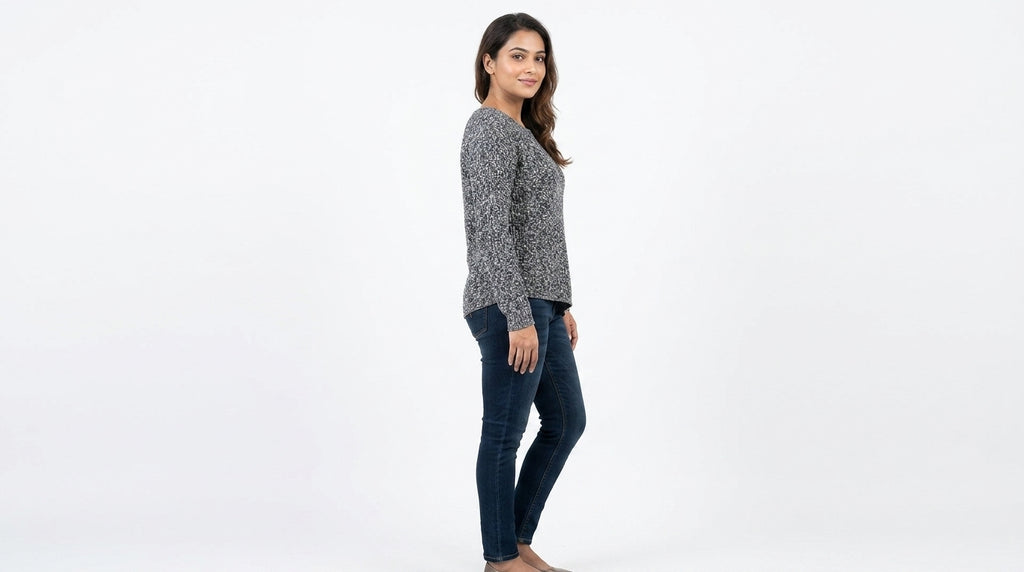 Textured Dark Grey Knit Sweater