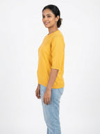 Yellow Self Design Knit Top