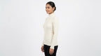 Women's Off White Ribbed High Neck Sweater