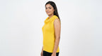 Yellow Sleeveless Cowl Neck Knit Top
