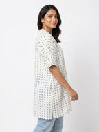 White Printed Relaxed Fit Tunic Top