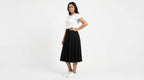 Women's Black Solid Flared Viscose Skirt