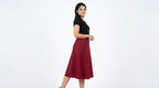 Wine Solid A-line Skirt