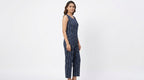 Navy Blue Ethnic Print Sleeveless Jumpsuit