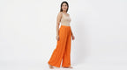 Solid Orange Flared Pallazo Pants