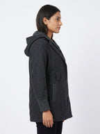 Dark Grey Hooded Casual Jacket
