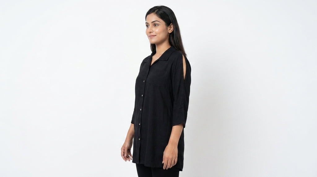Black Relaxed Fit Tunic Top