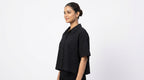 Black Textured Relaxed Fit Casual Shirt