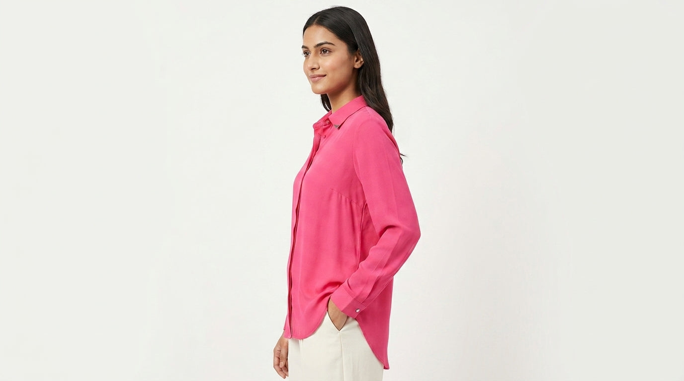 Pink Solid Regular Fit Casual Shirt